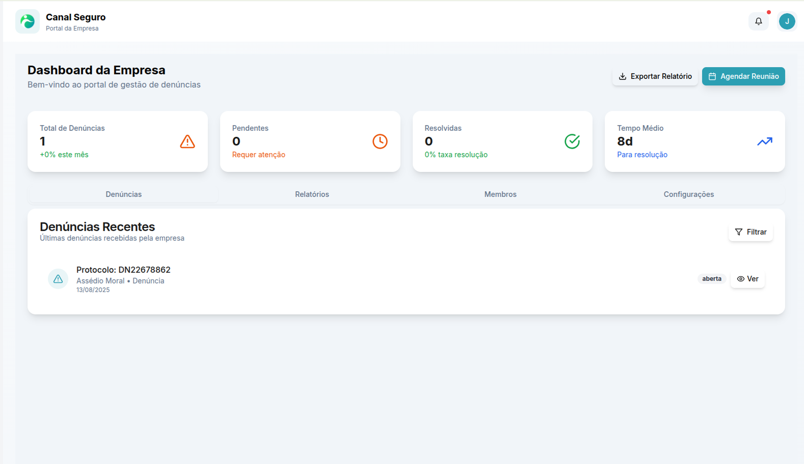 Dashboard de denúncias